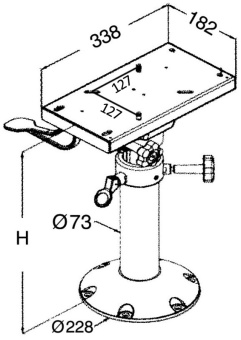 Osculati 48.711.02 - Seat Support With Rotating Slide 457 mm