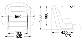 Osculati 48.410.15 - Padded Seat with H51 Flip Up To Be Coated