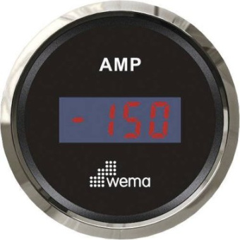 Wema 110637 Silverline Ø52mm Digital Ammeter With 150A Shunt - Black Chrome