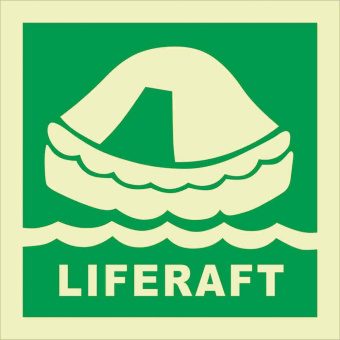 Marine Liferaft Location Identification Sticker with Text, Luminescent Soft PVC, 150×150 mm