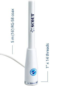 Scout KS-21 - 3 dB VHF Fiberglass Antenna 1,0 m (3.3′) Length