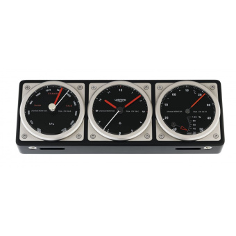 Wempe CW560002 - Commander Weather Station Nickel Plated On Black Wood Fahrenheit