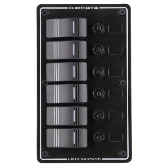 Blue Sea Contura 6-Circuit Watertight Panel With Circuit Breaker