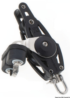 Viadana Composite Ball Bearing Double Fiddle Block with Redirect and Carbon Cam Cleat for Rope up to 8 mm, 38 mm Sheaves