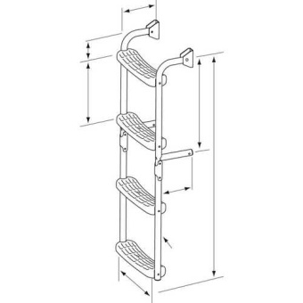 Plastimo 55703 - Folding Stainless Steel Ladder 90° Crook, 3+3