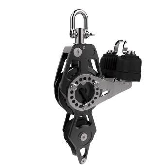 Lewmar 29901839BK - Fiddle Racing Block With Cam Cleat And Becket 80mm