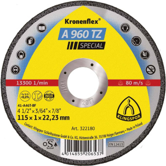 Klingspor Slitting Disc Stainless Steel (A 960 TZ Special) 125X1X22,23mm (25 pcs)