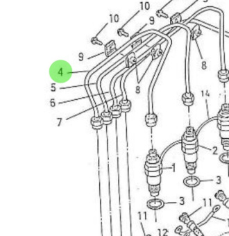 Nanni Diesel 970512110 - Fuel Injector Line for 4.110HE Engines