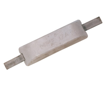 MME MME17AA Aluminium Rectangular Weld-On Hull & Rudder Anode with Aluminium Strip, 290x90x40 mm