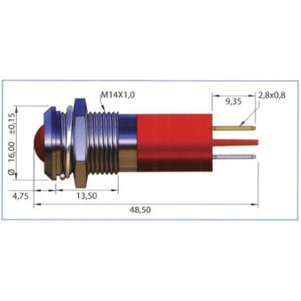  LED Indicator Q-Series Ø14 mm Yellow 12V