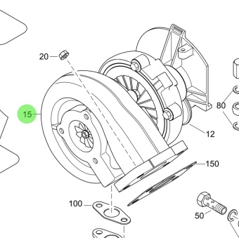 Steyr Z002420-1 - Turbocharger and Base Air Filter Assembly for MO174V40 Engines