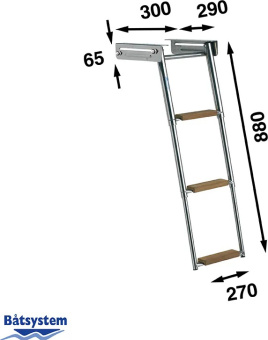 Båtsystem BKT73T - Telescopic Ladder, 3 Steps, Teak