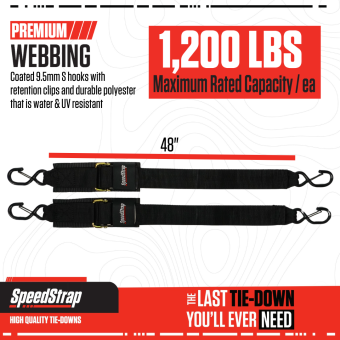 Speedstrap Tie-Down Strap, 120 cm, With S-Hooks, 2 Pieces