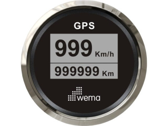 Wema 110907 - Silverline GPS Speedo Digital 52mm Black 60kn - 110km/h