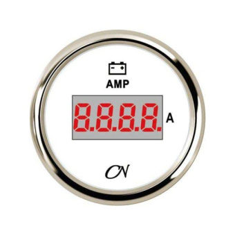 Digital Ammeter + Shunt - White Dial, Chromium Bezel, -150 - +150A, 9 - 32V