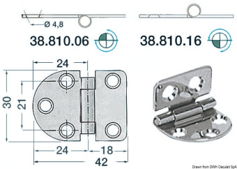Osculati 38.810.06 - Hinge Reversed Pin 42x30 mm