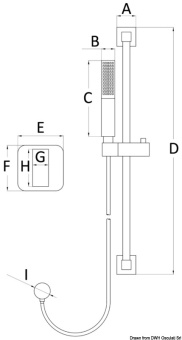 Osculati 17.004.06 - Square Boat Shower Rail (Single-Control Rail)