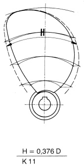 Radice 2-Blade Bronze Propeller Type K11, 14"x12", Shaft Ø25mm, Taper 1:10, Right