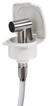 Osculati New Edge White Door Boat Shower with Tiger Stainless Steel Shower Head 88x95 mm with White Nylon Hose 4 meter - 15.164.61