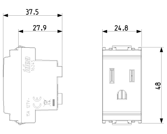 Vimar 16245 2P+E 15A 127V USA Outlet Grey