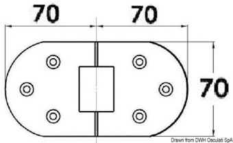 Osculati 38.460.75 - Hinge 180° Rotation with Bores 140x70 mm