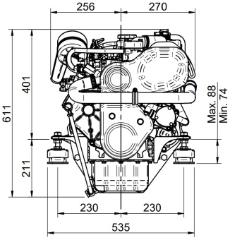 Solé Marine Diesel Engine Mini 44 With Technodrive Gear Box TM345, R=2.00:1