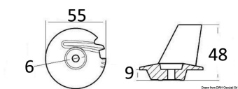 Osculati 43.640.10 - Zinc Anode Tohatsu 8/20 HP - 4-Stroke