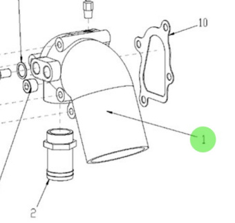 Nanni Diesel 665700062A - Exhaust Cooling Elbow for 5.250TDI Engines