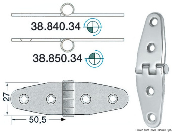 Osculati 38.840.34 - Hinge Standard Pin 101x27 mm