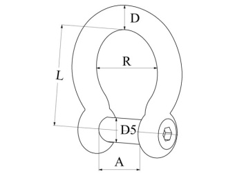 Talamex SS AISI 316 Forged Bow Shackle With Hexagon Socket Head 8 mm