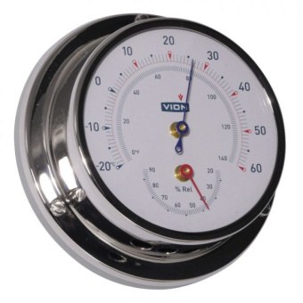 Vion Thermometer / Hygrometer Stainless Steel Including Wall Mount Ø97 mm