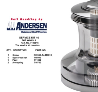 Andersen RA710016 Winch Service Kit 16