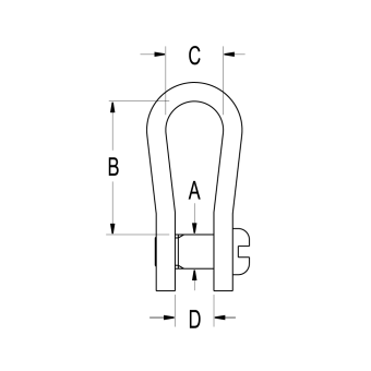 Ronstan RF614 Stainless Steel Narrow Shackle, 3/16" Pin, Slotted Head