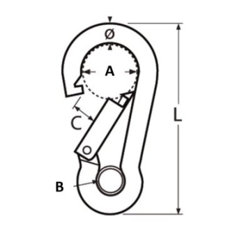 Euromarine Stainless Steel Carabiner Hook With Closed Eye A4 Ø10mm