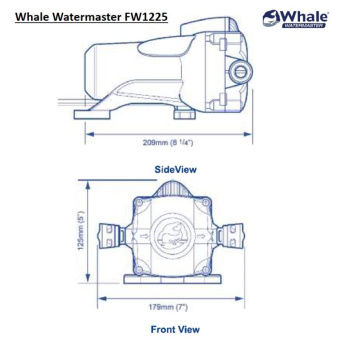 Whale FW1225B - Watermaster Water Pressure Pump, 11.5 LPM, 3 Bar, 24V Bulk