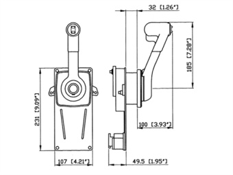 Ultraflex 38946D - B184 Motor Control Side Mount With Trim Black