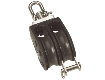 Barton N02250 - Double Upright Block Size 2 35mm – Plain Bearing, 2x Ø35mm Sheaves, Max Rope 8mm