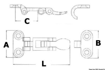 Osculati 38.107.30 - Lever closure chromed brass 105x50 mm