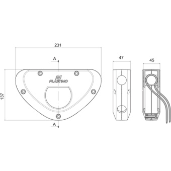 Plastimo 65628 - Grey Outboard Motor Holder With 90cm Stainless Steel Sheathed Cable (ø 4.2mm). For Motor 5HP Max.