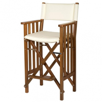 High Teak Folding Director's Chair Creme Deluxe II