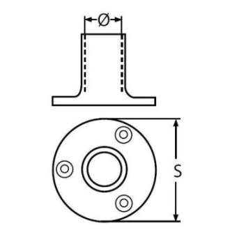 Euromarine Round Hand Rail Pipes Base Fitting A4 90° Ø22mm