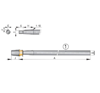 Vetus SA45/3500 - Stainless Steel Shaft with Cap Nut L=3500mm, Ø45mm