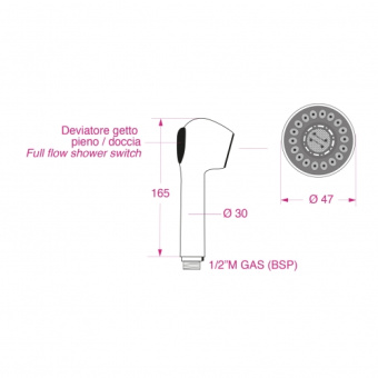 Barka 03.08.05502 - Classical One Handle Mixer With Pull-Out Shower 2 m