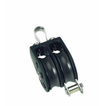 Barton N05211 – Double Fixed Eye Block with Becket Size 5 54mm, Plain Bearing, 2x Ø54mm Sheaves, Max Rope 12mm