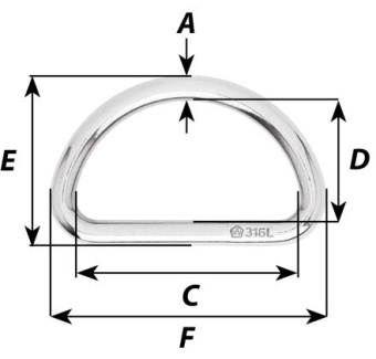 Wichard 6712 - D-Ring Stainless Steel 6 x 50 mm - 10 pieces