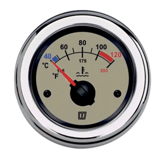 Vetus TEMPN - Water Temperature Gauge, Cream, 12/24V (40-120°C), Cut-out Size Ø 52 mm (excl. Sensor)
