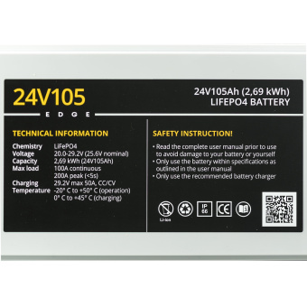 Rebelcell EDGE24V100 - 24V105 EDGE LiFePO4 Battery (2.69 kWh)