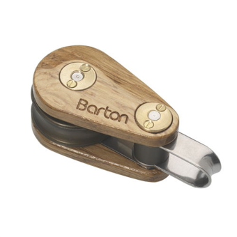 Barton 50060 – Single Fixed Eye Block 64mm Wooden, Delrin Ball Bearing, Max Rope 12mm