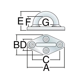 Harken 689 - 98mm Stainless Steel 316 Diamond Pad Eye