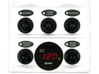 Talamex Switch Panel White With Voltmeter 12/24V